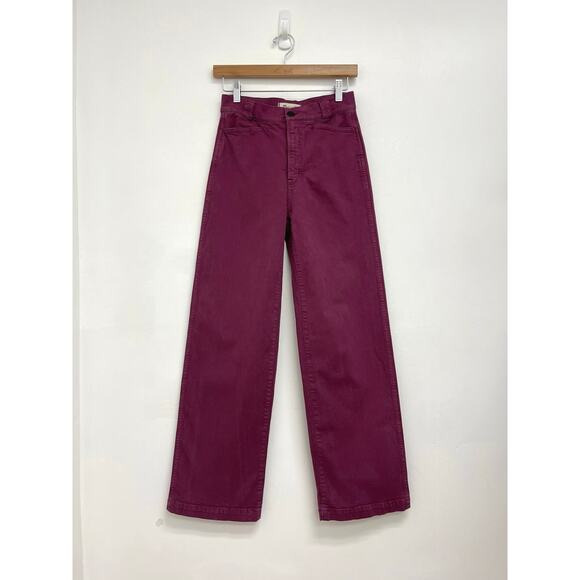 Madewell Emmett Wide-Leg Full Length Canvas Garment-Dyed Pants Iris Bloom - 25 - Picture 12 of 13